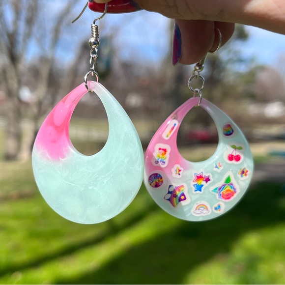 Handmade Lisa Frank Statement Earrings - Picture 9 of 16